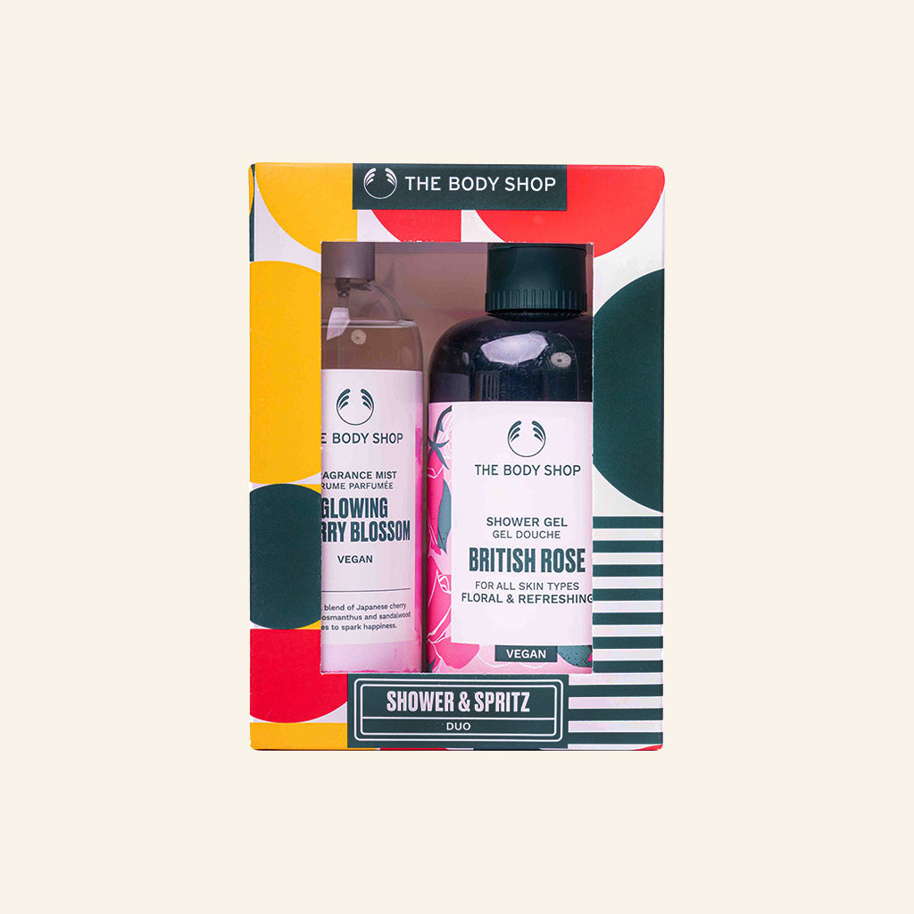 The Body Shop British Rose Shower Gel & Glowing Cherry Blossom Mist Spritz Duo